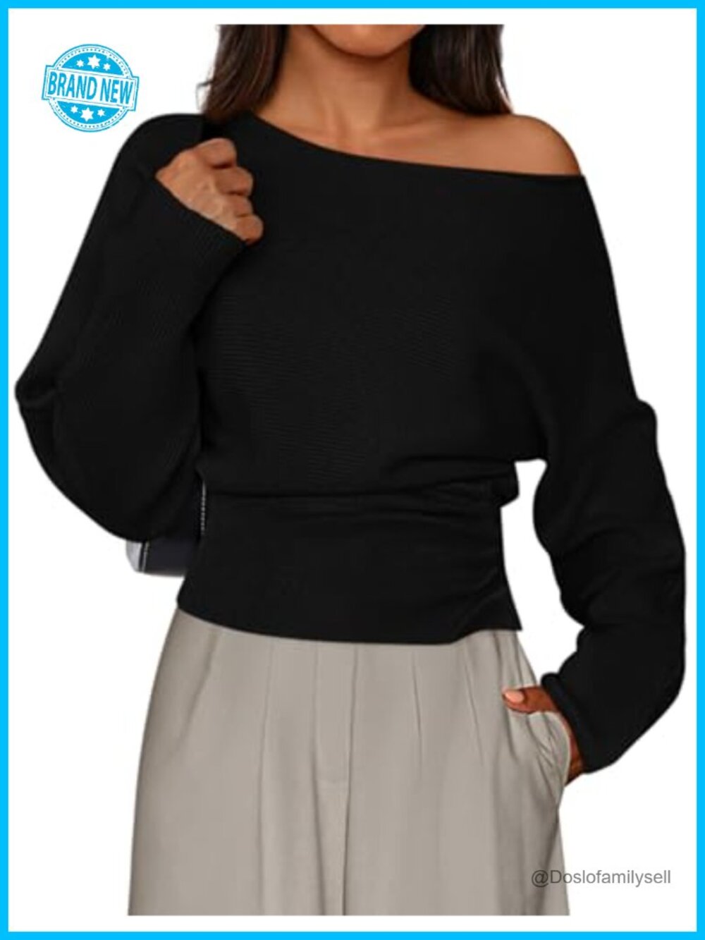 PRETTYGARDEN Womens Off the Shoulder Ribbed Knit Pullover Sweater